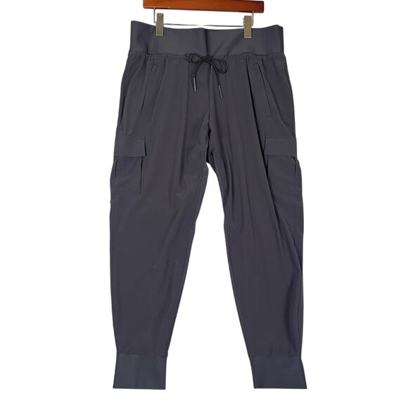 ATHLETA Sutton Jogger Pants Women 14 Grey Cargo Pocket Stretch Athleisure Casual - Picture 2 of 14